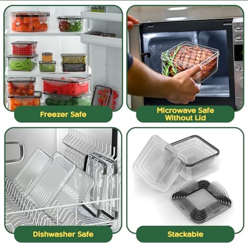 RockBerry 50 Pcs Large Food Storage Containers with Lids Airtight-85 OZ to Sauces Box-Total 526 Oz BPA Free Plastic Stackable Meal Prep For Pantry kitchen Organization, Microwave Safe-Pen Labels