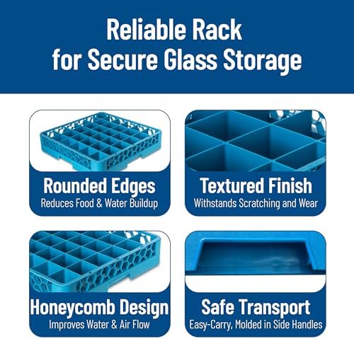 Carlisle FoodService Products RG3614 OptiClean 36 Compartment Glass Rack, 2.94" Compartments, Blue (Pack of 6)