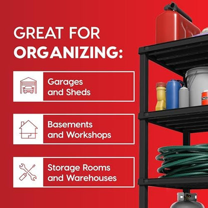 IRIS USA Plastic Storage Shelves |Made in USA| 57"H x 36"W x 24"D - Black