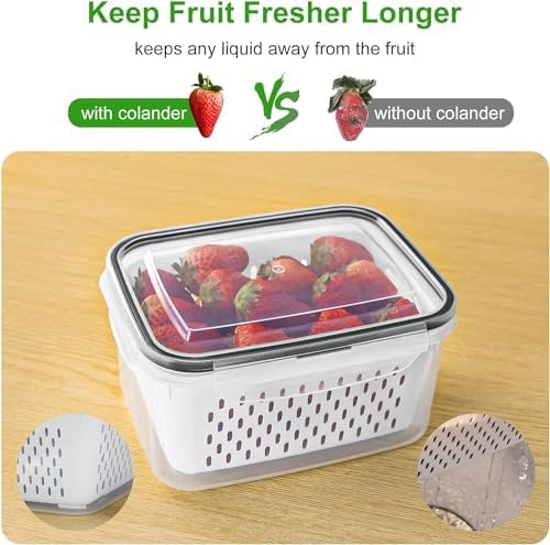 Freshmage Fruit Storage Containers for Fridge with Removable Colander 8 pcs