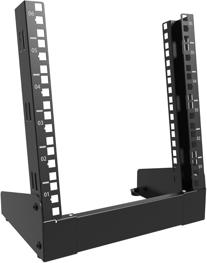 QiaoYoubang 6U Small Desktop Network Rack, 10 inch Mini Open Frame Desktop