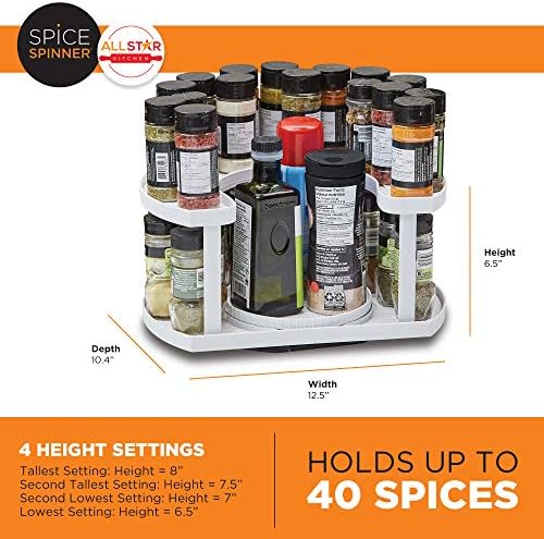 Allstar Innovations Spice Spinner Two-Tiered Spice Organizer & Holder That Saves Space, Keeps Everything Neat, Organized & Within Reach With Dual Spin Turntables