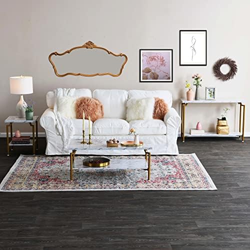 Household Essentials White Marble & Gold Iron Crown Coffee Table