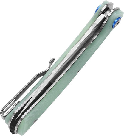 Sitivien ST144 Folding Knife,14C28N Steel Blade,G10 Handle Pocket Knife for Outdoor EDC Camping,Survival,Hiking,Fishing(Jade)