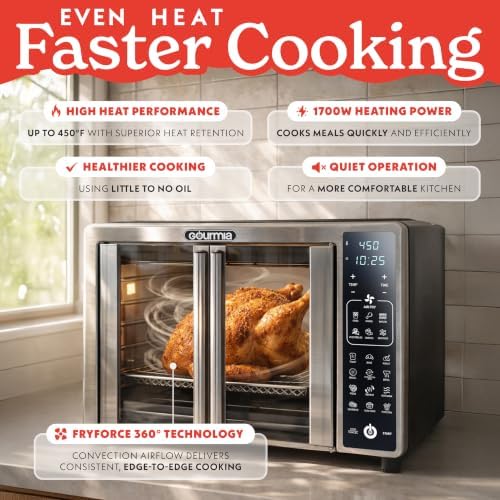 Gourmia Toaster Oven - 6-Slice Capacity, Digital Display, Stainless Steel