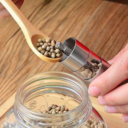 Salt and Pepper Grinder Set of 2, Stainless Steel Push Button Grinder Modern