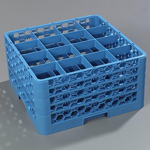 Carlisle FoodService Products Opticlean Glass Rack 16 Compartments with 4 Extenders for Kitchens and Restaurants, Plastic, 19.875 x 19.875 x 10.5 Inches, Carlisle Blue, (Pack of 2)