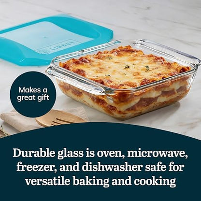 Libbey Baker’s Premium 2 Piece Glass Baking Dish Set, Stackable Casserole Dish with Lid Set, Baking Glassware for Casseroles, Lasagna, Brownies