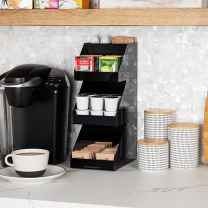 Mind Reader Coffee Tea Utensil and Condiment Station, Countertop Organizer, Coffee Bar, Kitchen, Acrylic, Black
