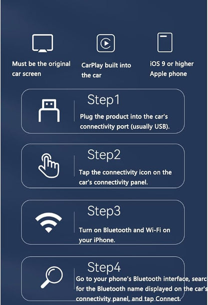 Car Wireless CarPlay Adapter for BMW i4 2022 2023 2024 2-in-1 Support Apple CarPlay and Android Auto Mini USB Design Fast Connection Plug and Play,Black