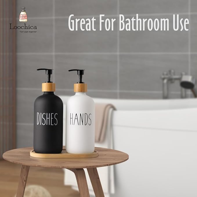LOOCHICA 2 Pack Glass Soap Dispenser Set