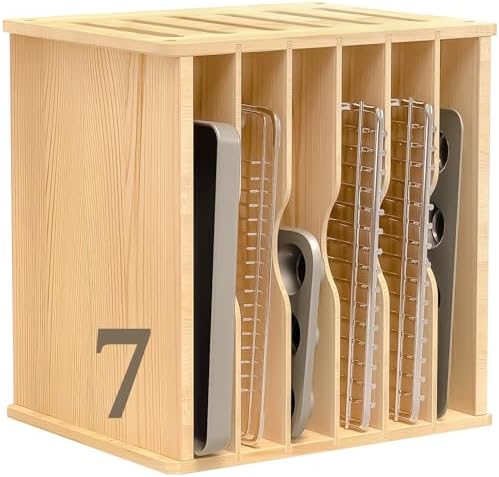Celestite Wooden Baking Sheet Organizer for Cabinet, Baking Tray Organizer, Cookie Sheet Organizer for Cabinet Kitchen Storage Organization Accessories