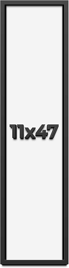 11x47 Shadow Box Frame Black | 1 Inch Deep Solid Wood Shadowbox Display Frame |