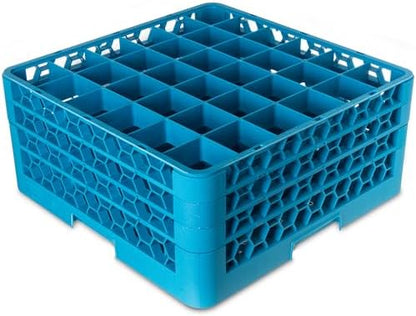 Carlisle FoodService Products RG36-314 OptiClean 36 Compartment Glass Rack with 3 Extenders, 2-15/16" Compartments, Blue (Pack of 2)