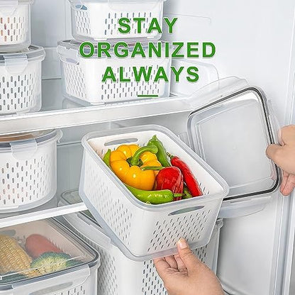 Freshmage Fruit Storage Containers for Fridge with Removable Colander 8 pcs