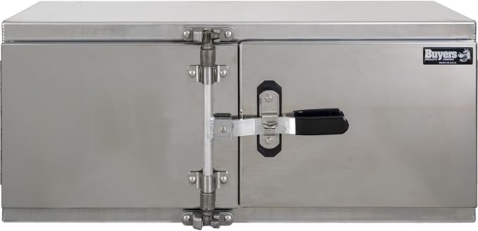 Buyers Products 1763127 Smooth Aluminum Underbody Truck Tool Box With Cam Lock Stainless Steel Double Barn Door, 60 x 24 x 18 Inch, Made In The USA
