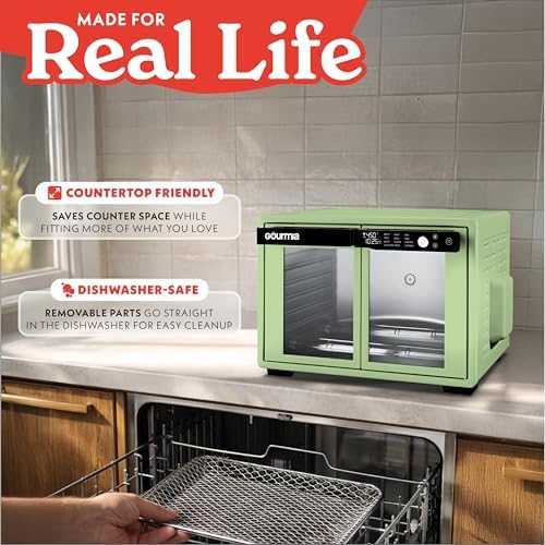 Gourmia Toaster Oven - 9-Slice Capacity, Digital Display, Green