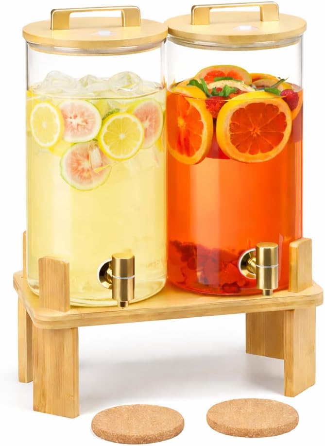 1.5 Gallon 2PCS Glass Drink Dispenser