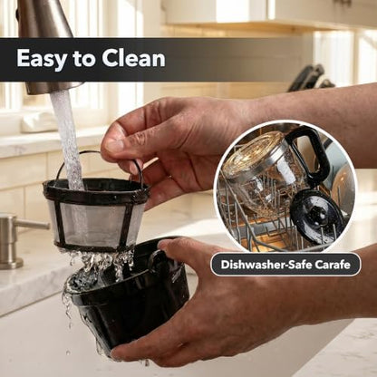 OVENTE 12-Cup Drip Coffee Maker with Easy On/Off Switch, Black CM412B