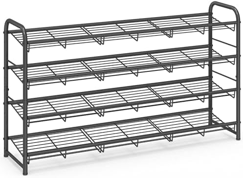 SONGMICS 4-Tier Long Stackable Metal Shoe Rack, Holds Up to 20 Pairs
