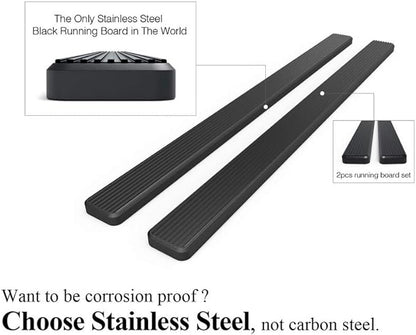 APS Running Boards (Nerf Bars Step) Compatible with Chevy Suburban 2021-2026 (Stainless Steel Black Powder Coated 6 inches)