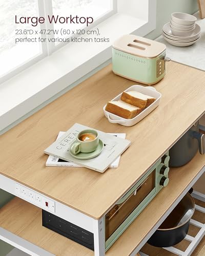 VASAGLE Kitchen Island with 3 Shelves, Storage Cabinet, Steel Structure