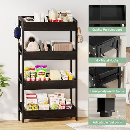 Tribesigns Fruit and Vegetable Basket Stand Rack,4-Tier Produce Shelf Black