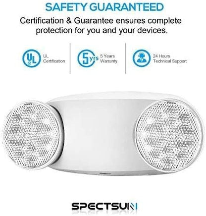 SPECTSUN 10 Pack LED Emergency EXIT Sign Lighting Combo- 120-277V Emergency Exit Lights for Home Power Failure-UL 924 Certified Commercial Emergency Light Fixtures,Ebulb Led Light Bulb