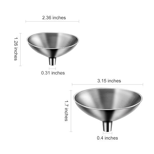 Small Funnel Set of 2, Stainless Steel Mini Funnel