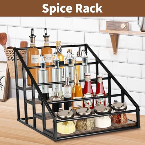 YQBRAO 2-Pack 4-Tier Coffee Syrup Organizer, 32-Bottle Total, Brown