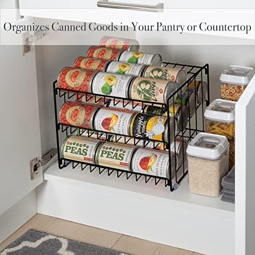 Kitchen Details 3 Tier Can Organizer | Canned Food Storage Rack | Kitchen Cabinet and Pantry Organization | Holds 36 Cans | Space Saving | Onyx