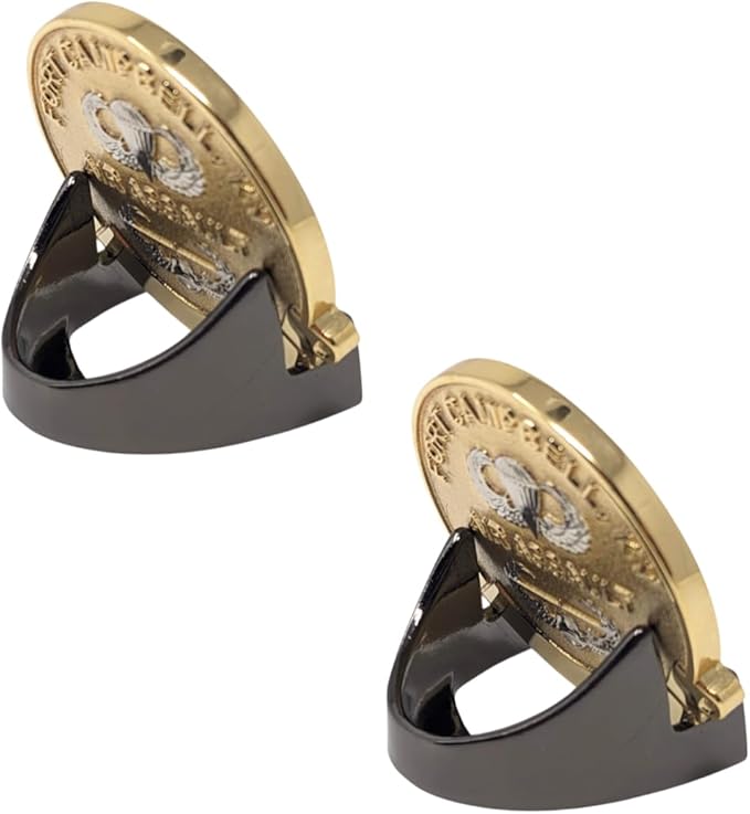 Military Challenge Coin Display Stand - Solid Metal with Anodized Finish - US Vet. Business (Black) (Black Two-Pack)