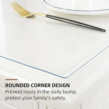 Warmstar Clear Table Cover Protector 24 x 84 Inch,1.5mm Thick Plastic Table Cover Rectangle,PVC Clear Table Protector,Desk Protector Mat for Kitchen, Dresser, Writing Desk，Dining Room Table