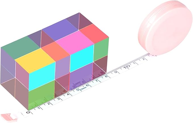 CMY Color Cube, 40mm (1.6 inch) Multi-Color Acrylic Prism, Physics Toy and Desktop Decor, 2 Pack