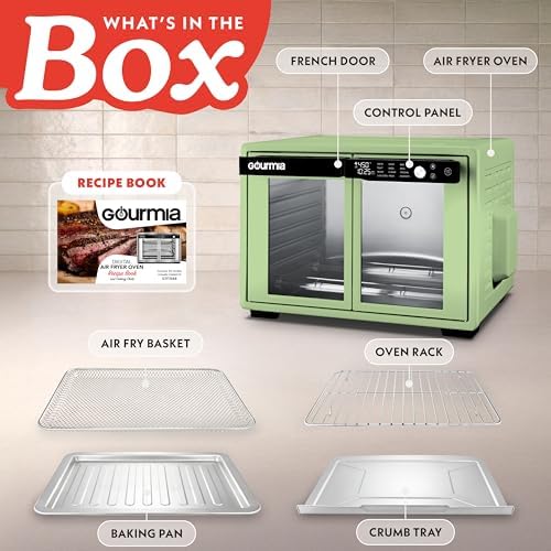 Gourmia Toaster Oven - 9-Slice Capacity, Digital Display, Green