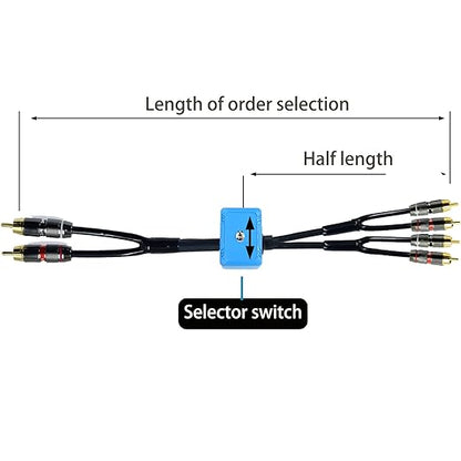 3ft Sound Channel swicher 2 male to 4 Male RCA Switch Selector 2 input 1 Output