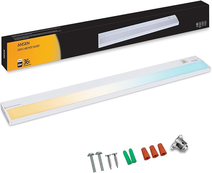 Ansen Hardwired Under Cabinet Lighting, 36in 22W LED Light