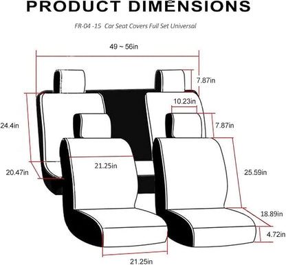 FREESOO Car Seat Covers Leather, Seat Cover Full Set Waterproof Automotive Cushion Protector Accessories Airbag Compatible Universal Fit for 5 Seats Vehicle (Black 8)