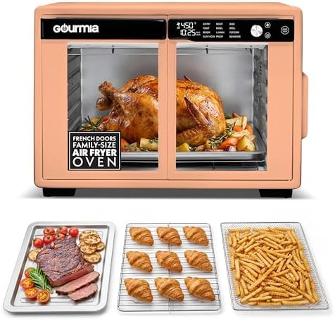 Gourmia Toaster Oven - 9-Slice Capacity, Digital Display, Peach