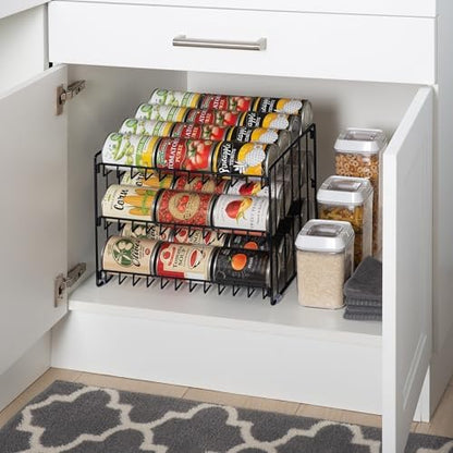 Kitchen Details 3 Tier Can Storage Organizer Rack in Black