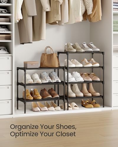 SONGMICS Shoe Rack, 3-Tier Stackable Metal Shoe Organizer, 17.7" Wide