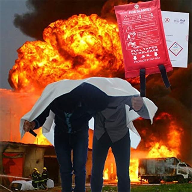 Inf-way Emergency Fire Blanket for Home and Kitchen, 5 Size for Choice, 4 Pack Fire Blankets 3.3x3.3ft