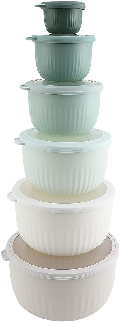 COOK WITH COLOR Prep Bowls with Lids- Wide and Deep Nesting Plastic Small