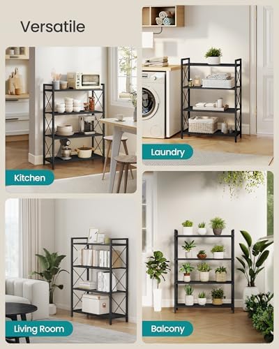 SONGMICS 4-Tier Steel Storage Rack, Shelving Unit with X Side Frames