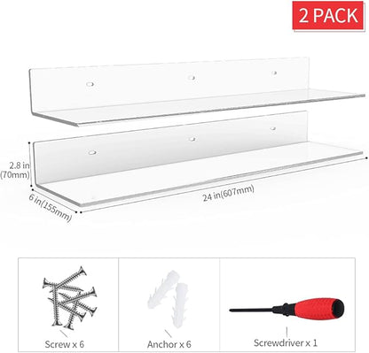 24 Inches Clear Floating Shelves