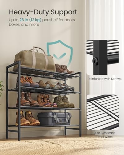 SONGMICS 4-Tier Metal Shoe Rack, Vertical Shelf, Holds up to 20 Pairs