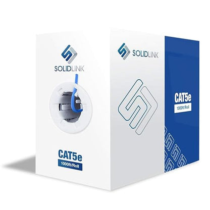 SolidLink CAT5e Ethernet Cable 1000ft – 24AWG Solid CCA UTP Unshielded CAT 5e