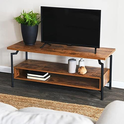 Household Essentials Crown TV Console in Rustic Hickory and Black Iron