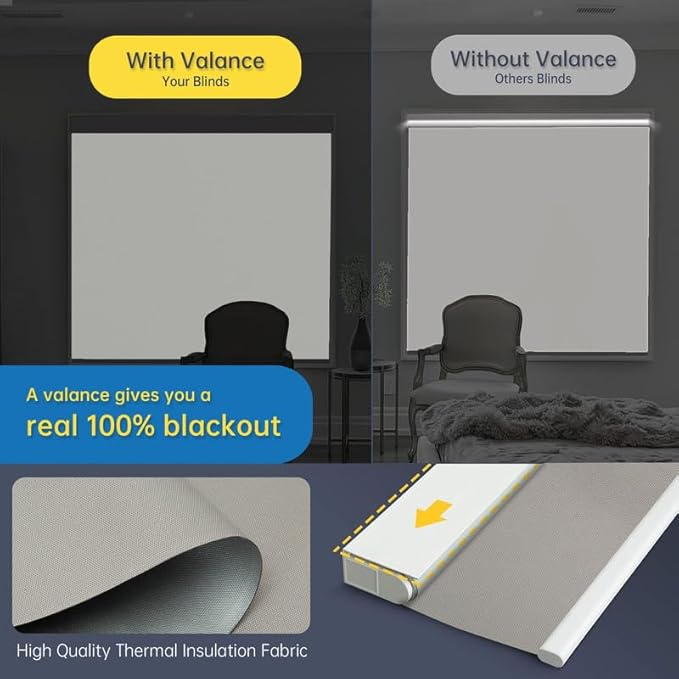 DENFOON Motorized Blinds with Remote, Thermal Electric Blinds【Solar Panel】