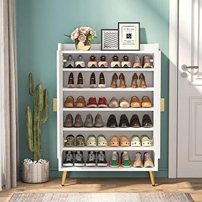 Tribesigns Shoe Cabinet with Doors, 6-Tier Shoe Storage for Entryway